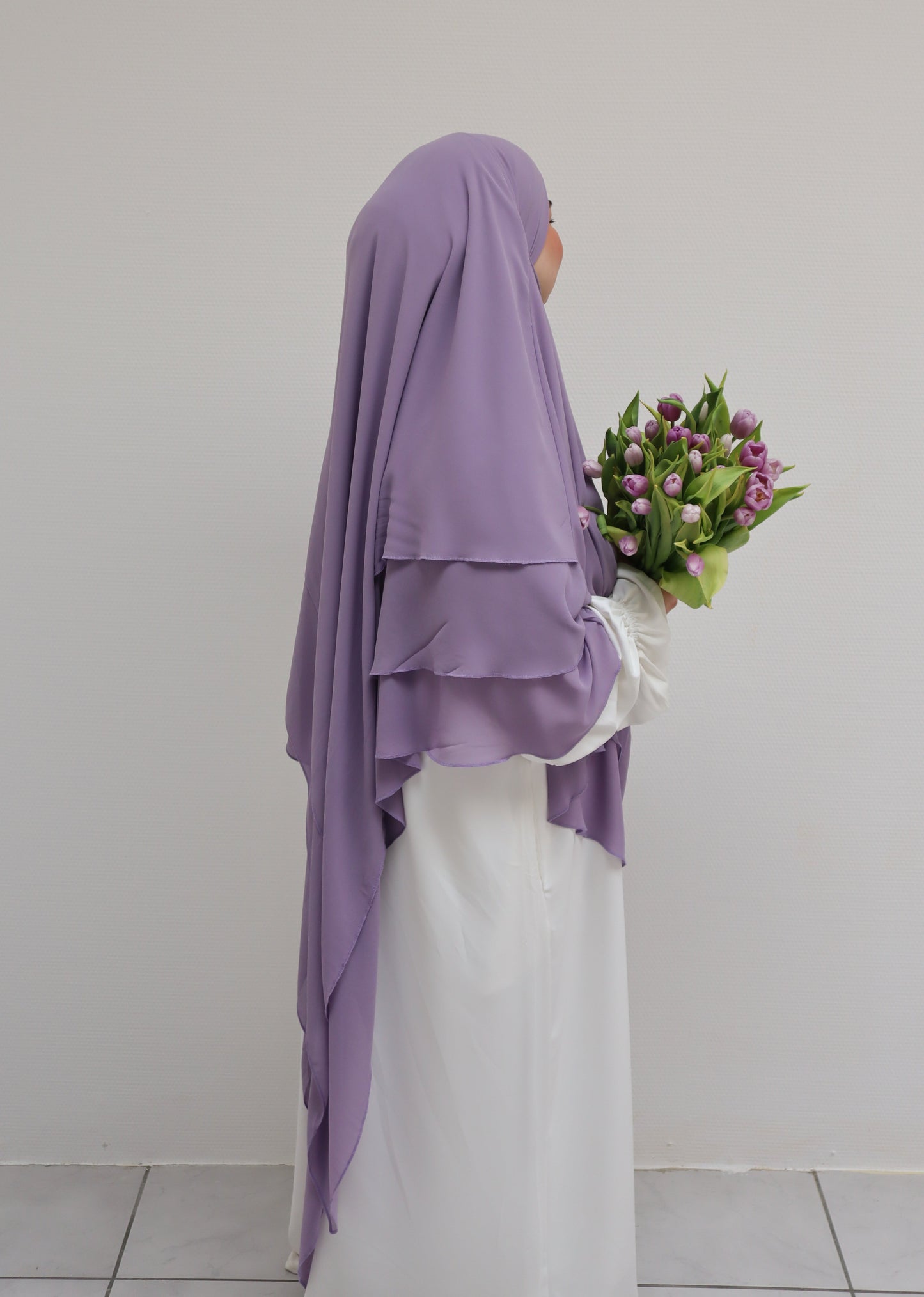 Dreilagiger Chiffon Khimar Lavender