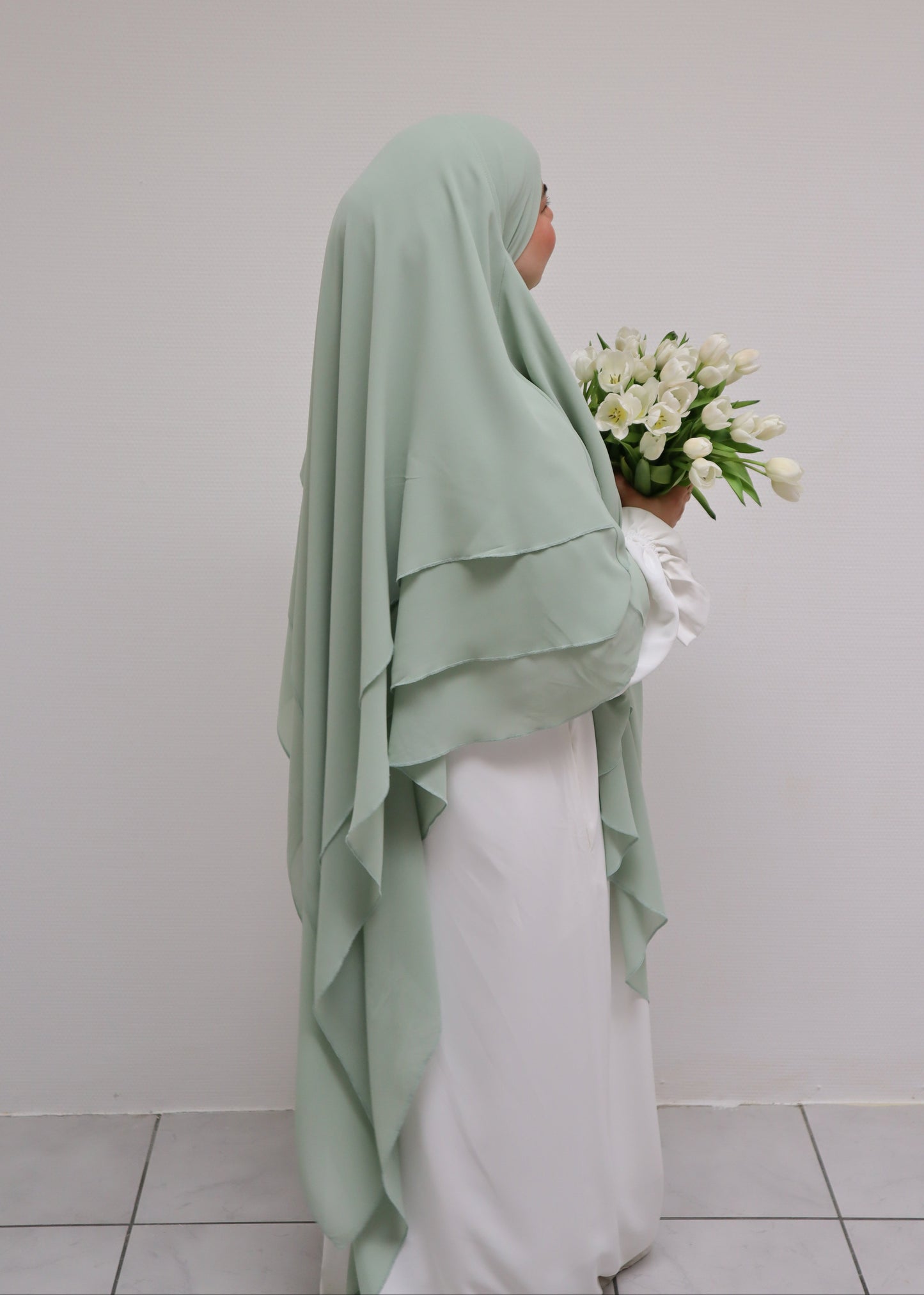 Dreilagiger Chiffon Khimar Mint