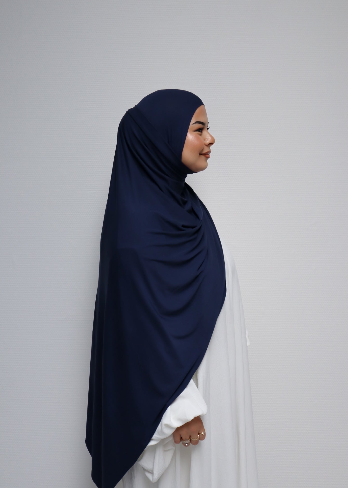 Breathable Bamboo Jersey Hijab Marine Blue