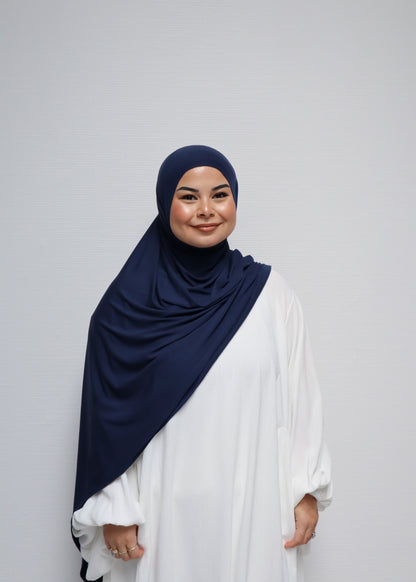 Breathable Bamboo Jersey Hijab Marine Blue