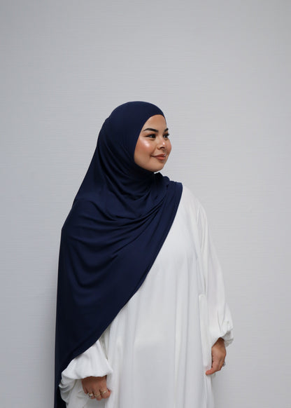 Breathable Bamboo Jersey Hijab Marine Blue