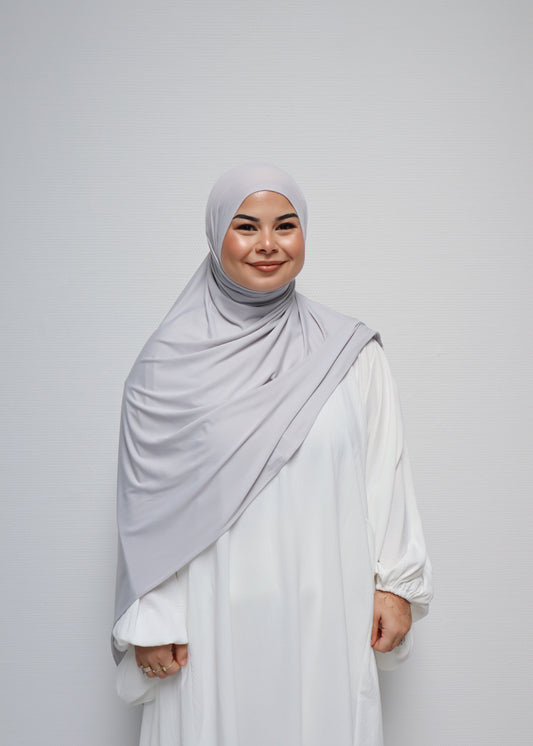 Breathable Bamboo Jersey Hijab Light Grey