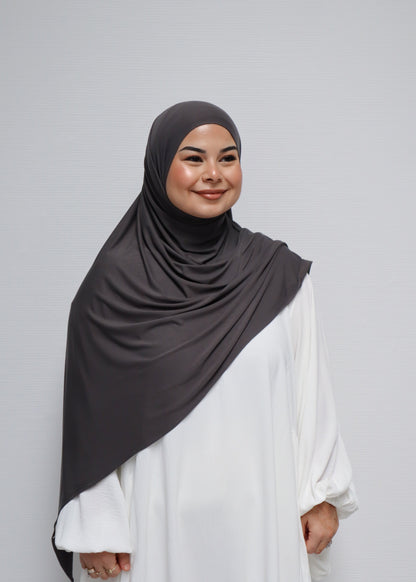 Breathable Bamboo Jersey Hijab Dark Grey