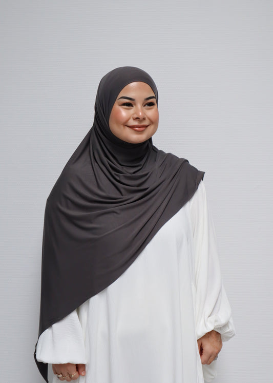 Breathable Bamboo Jersey Hijab Dark Grey