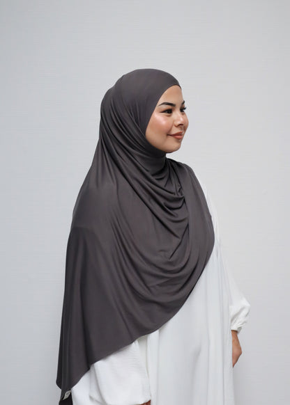 Breathable Bamboo Jersey Hijab Dark Grey