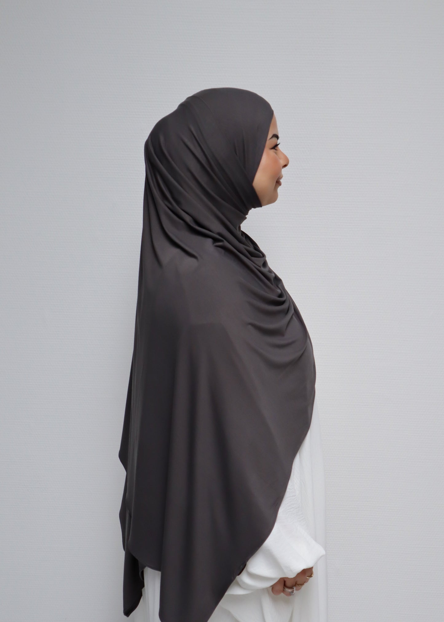 Breathable Bamboo Jersey Hijab Dark Grey